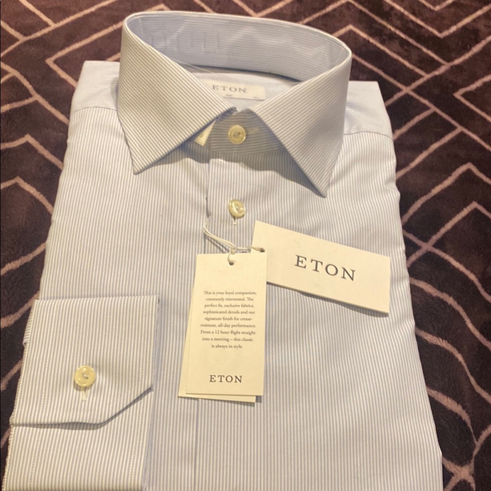 Eton Men's Striped White Shirt